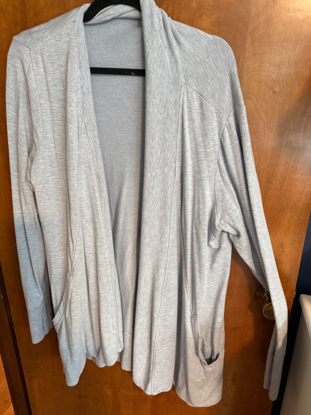Athleta Light Gray Open-Front Draped Cardigan